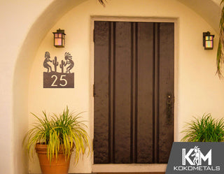 Address Sign 1 - Kokopelli Cactus Desert Metal Sign