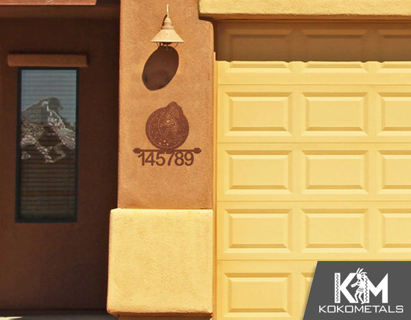Address Sign 13 - Kokopelli Moon Desert Metal Sign