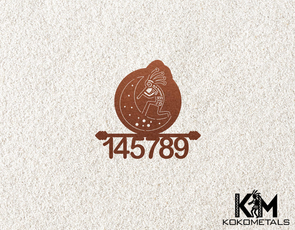 Address Sign 13 - Kokopelli Moon Desert Metal Sign