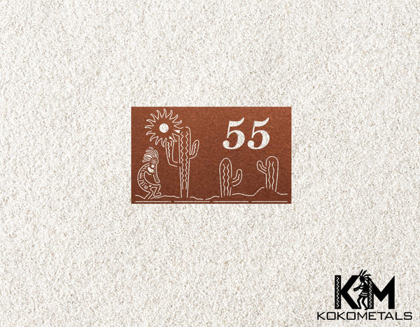 Address Sign 14 - Kokopelli Cactus Sun Desert Metal Sign
