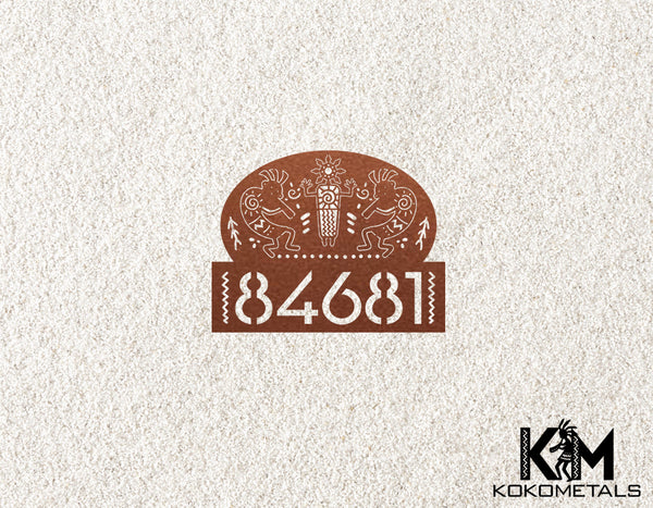 Address Sign 17 - Kokopelli Cactus Moon Desert Metal Sign