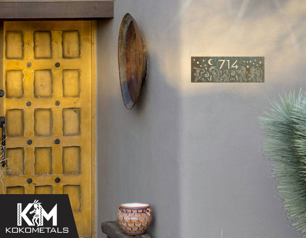 Address Sign 18 - Kokopelli Cactus Moon Desert Metal Sign