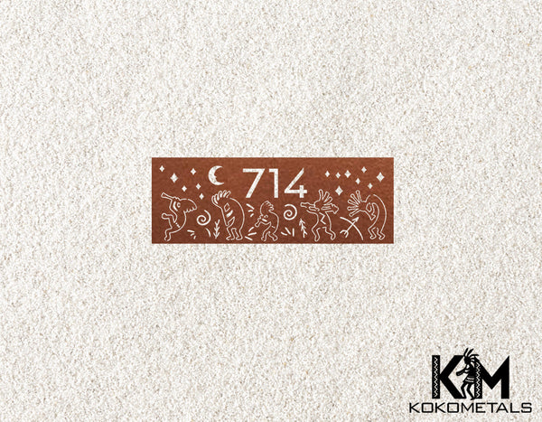 Address Sign 18 - Kokopelli Cactus Moon Desert Metal Sign