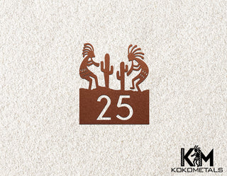 Address Sign 1 - Kokopelli Cactus Desert Metal Sign