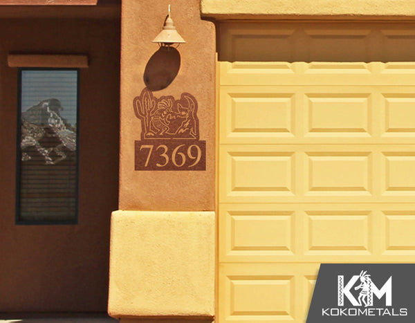 Address Sign 20 - Kokopelli Cactus Moon Desert Metal Sign