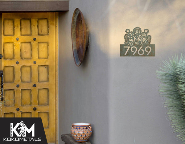 Address Sign 22 - Kokopelli Cactus Sun Desert Metal Sign