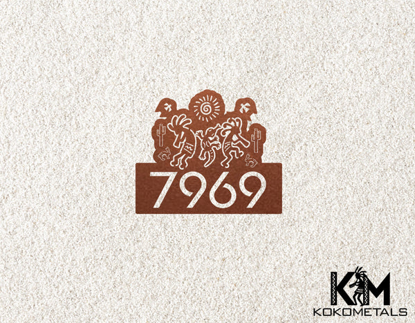 Address Sign 22 - Kokopelli Cactus Sun Desert Metal Sign