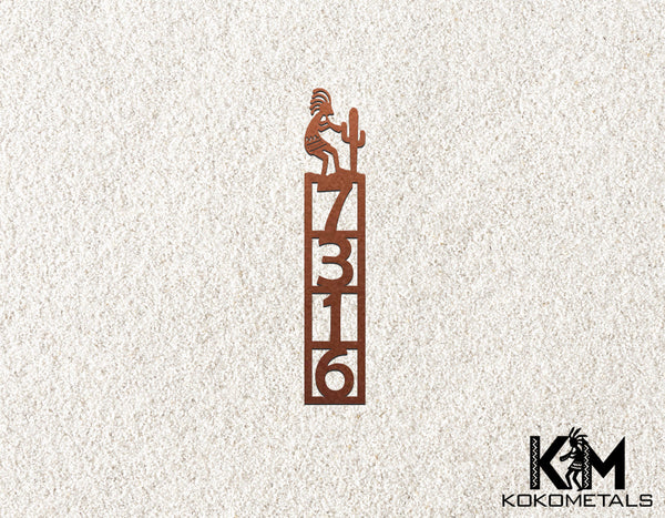 Address Sign 2 - Kokopelli Cactus Desert Metal Sign