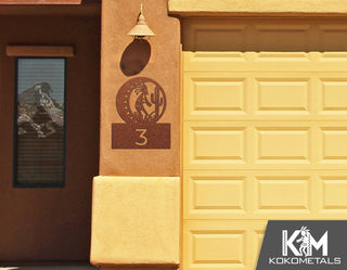 Address Sign 3 - Kokopelli Cactus Moon Desert Metal Sign