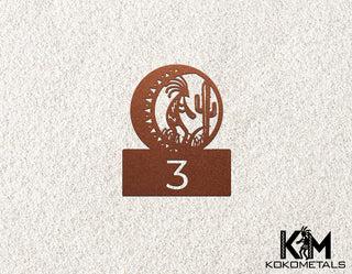 Address Sign 3 - Kokopelli Cactus Moon Desert Metal Sign