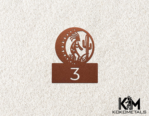 Address Sign 3 - Kokopelli Cactus Moon Desert Metal Sign