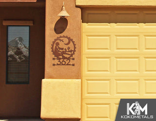 Address Sign 4 - Kokopelli Cactus Moon Desert Metal Sign