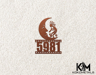Address Sign 5 - Kokopelli Cactus Moon Desert Metal Sign