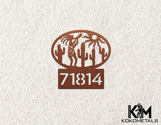 Address Sign 6 - Kokopelli Cactus Sun Desert Metal Sign