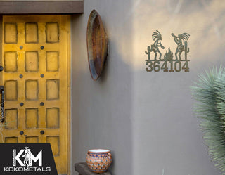 Address Sign 7 - Kokopelli Cactus Fire Desert Metal Sign