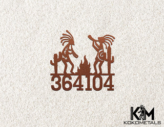 Address Sign 7 - Kokopelli Cactus Fire Desert Metal Sign