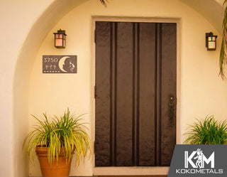 Address Sign 8 - Kokopelli Cactus Moon Desert Metal Sign