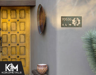 Address Sign 9 - Kokopelli Cactus Moon Desert Metal Sign