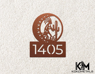 Address Sign - Kokopelli Cactus Moon Desert Metal Sign