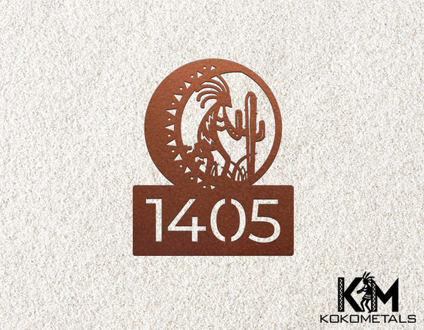 Address Sign - Kokopelli Cactus Moon Desert Metal Sign